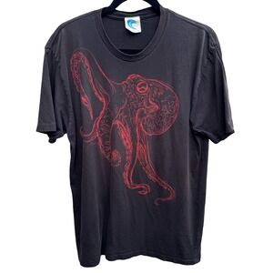 Coastal Classics Octopus Kraken Giant Squid Nautical Graphic Shirt Black Mens L